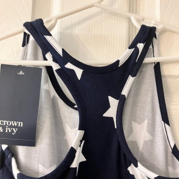 NWT! CROWN & IVY - Star Dress - Girl's Size Small - Navy Blue with White Stars! - Picture 9 of 12